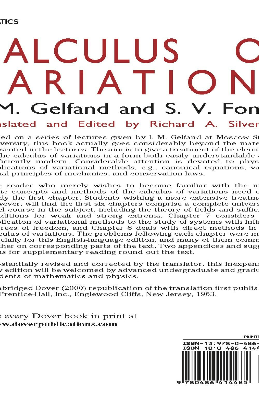 Calculus of Variations – Dover Publications