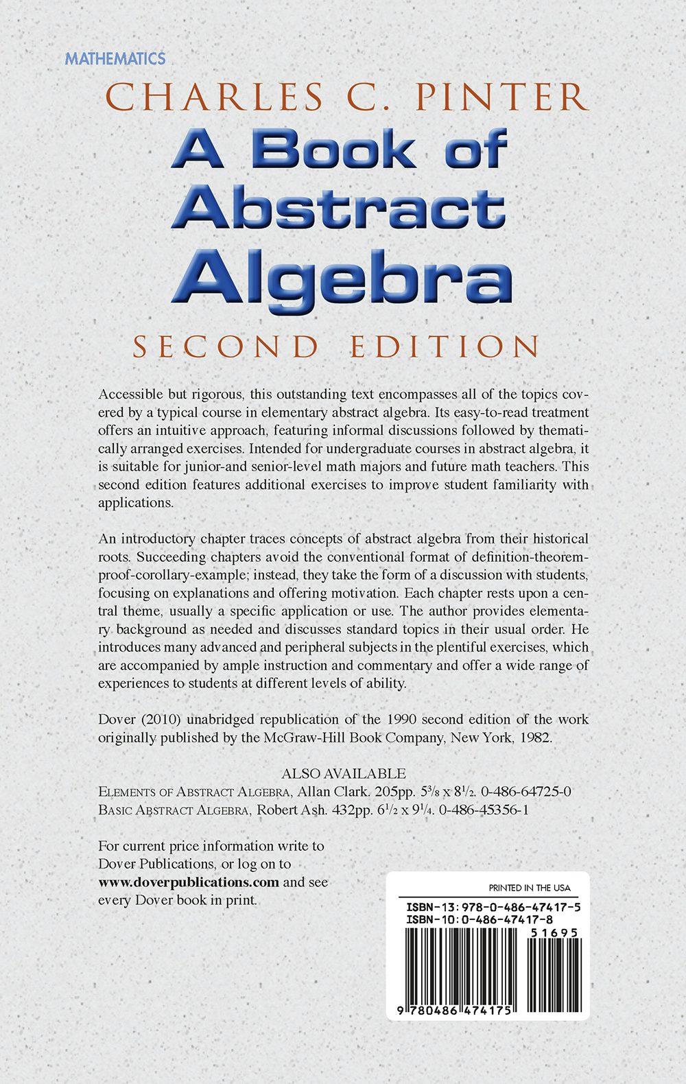 A Book of Abstract Algebra – Dover Publications