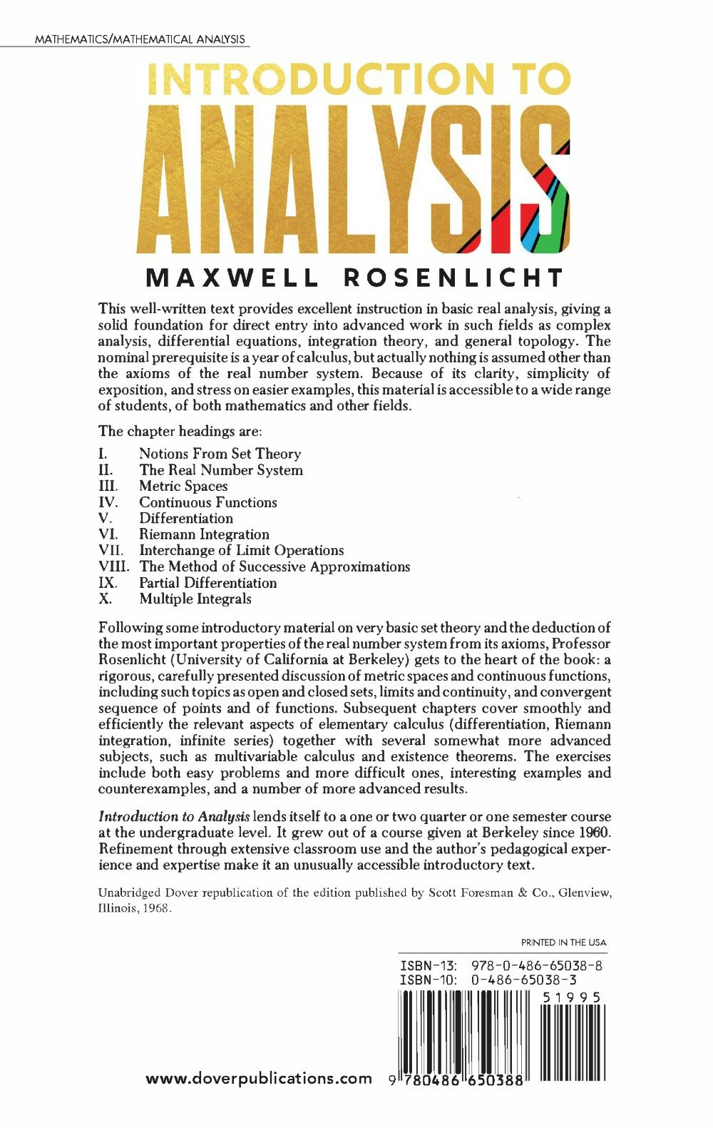 Introduction to Analysis – Dover Publications