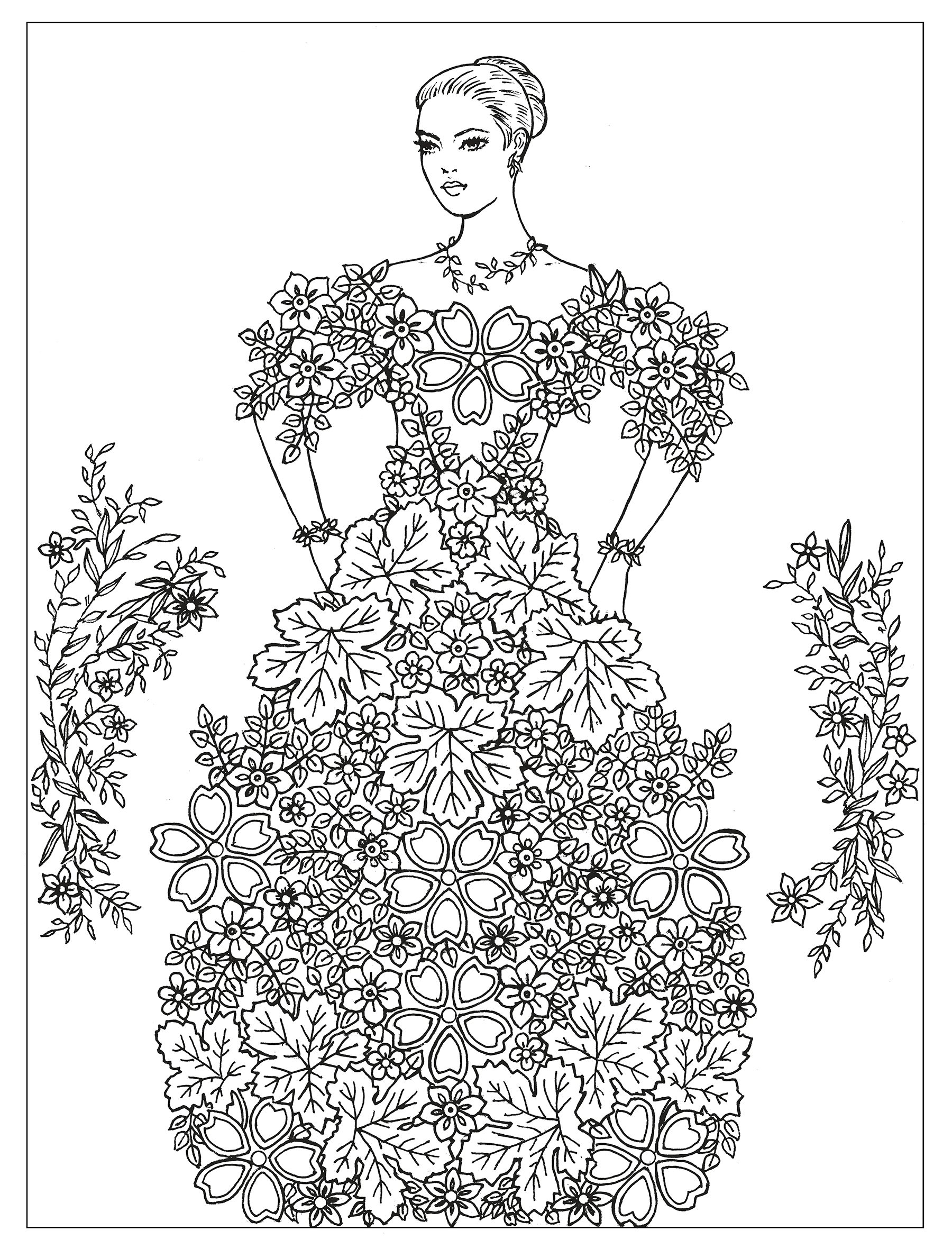 Creative Haven Enchanting Flower Fashions Coloring Book