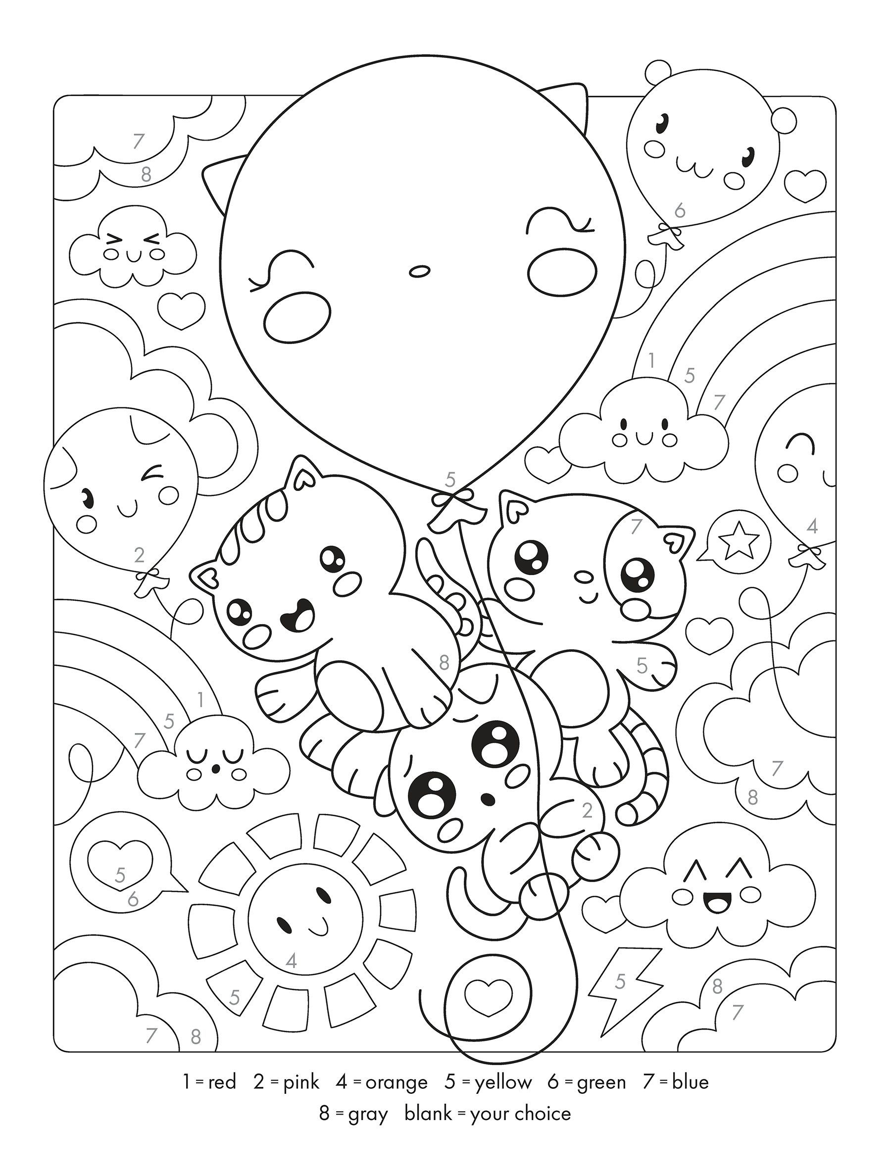 Cute Kawaii Color by Number – Dover Publications
