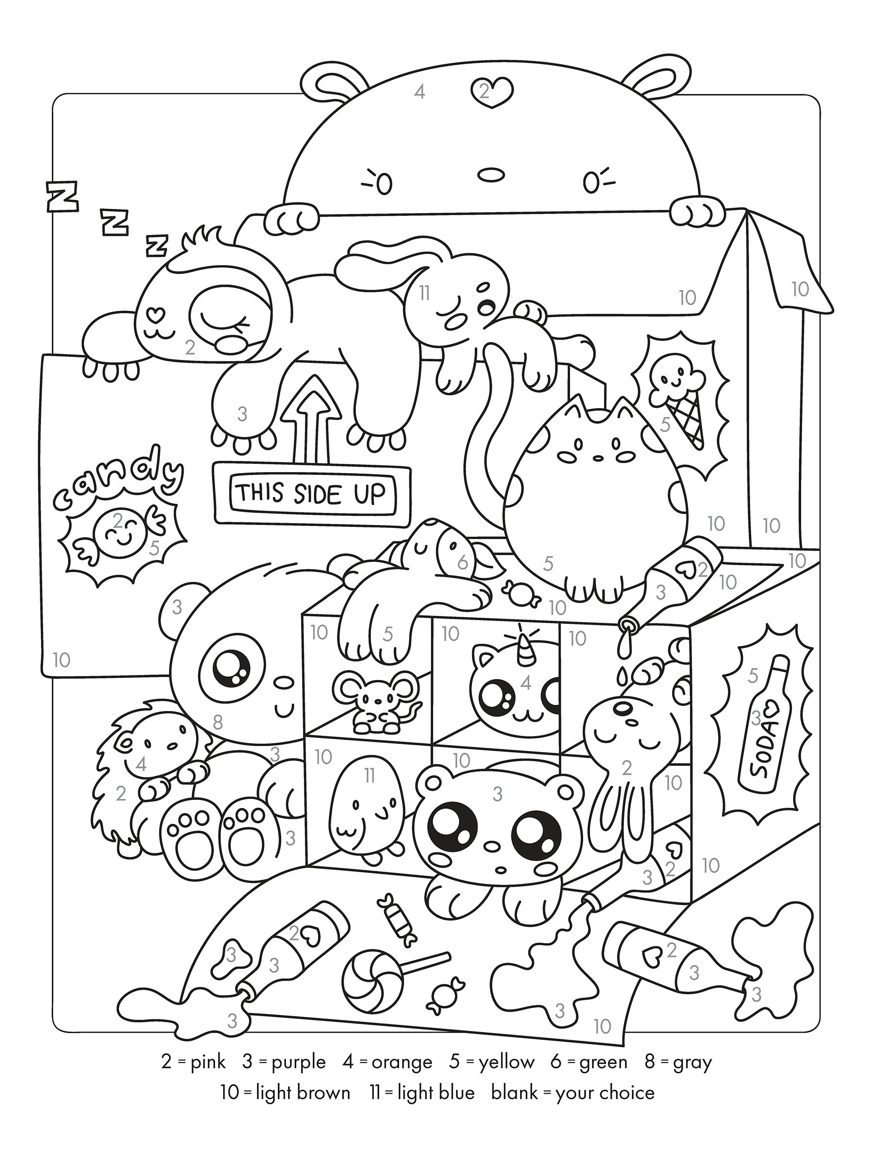 Cute Kawaii Color by Number – Dover Publications