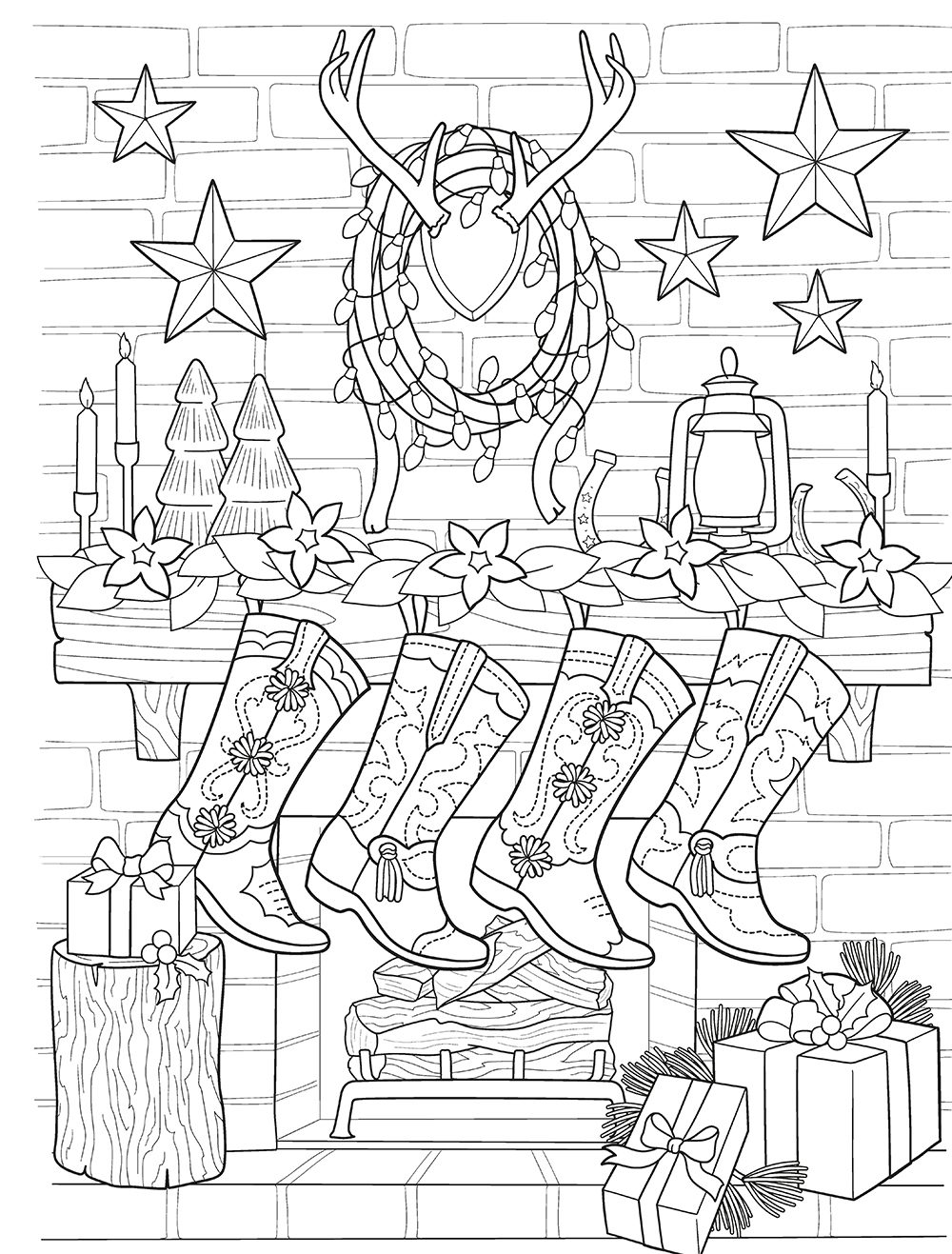 Creative Haven Country Western Christmas Coloring Book – Dover